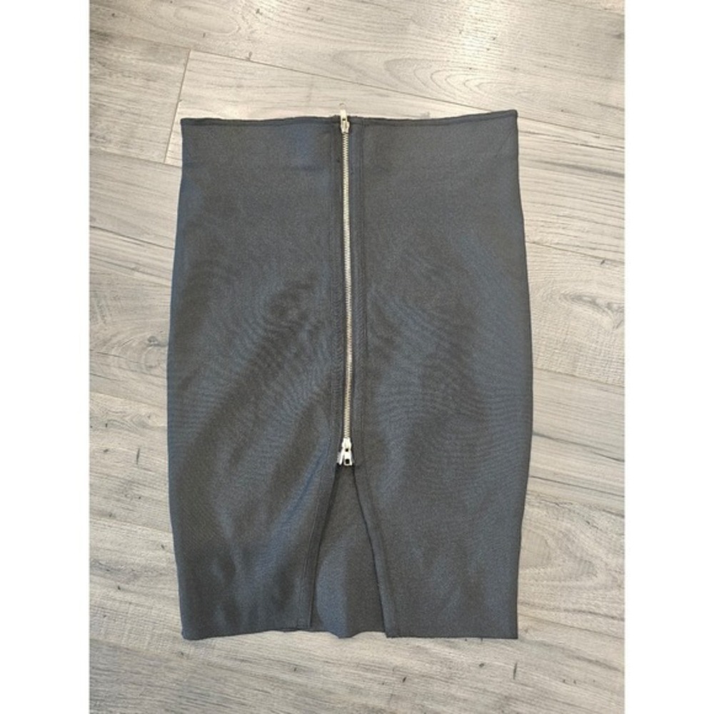 L Black Knee-Length Pencil Skirt‎ Front Slit Career Closet Staple Mobwife Spring